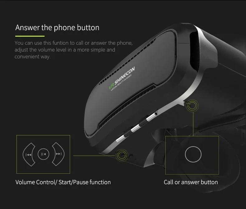 Customized Vr Shinecon Virtual Reality 3D Vr Glasses Headset for Mobile Phone